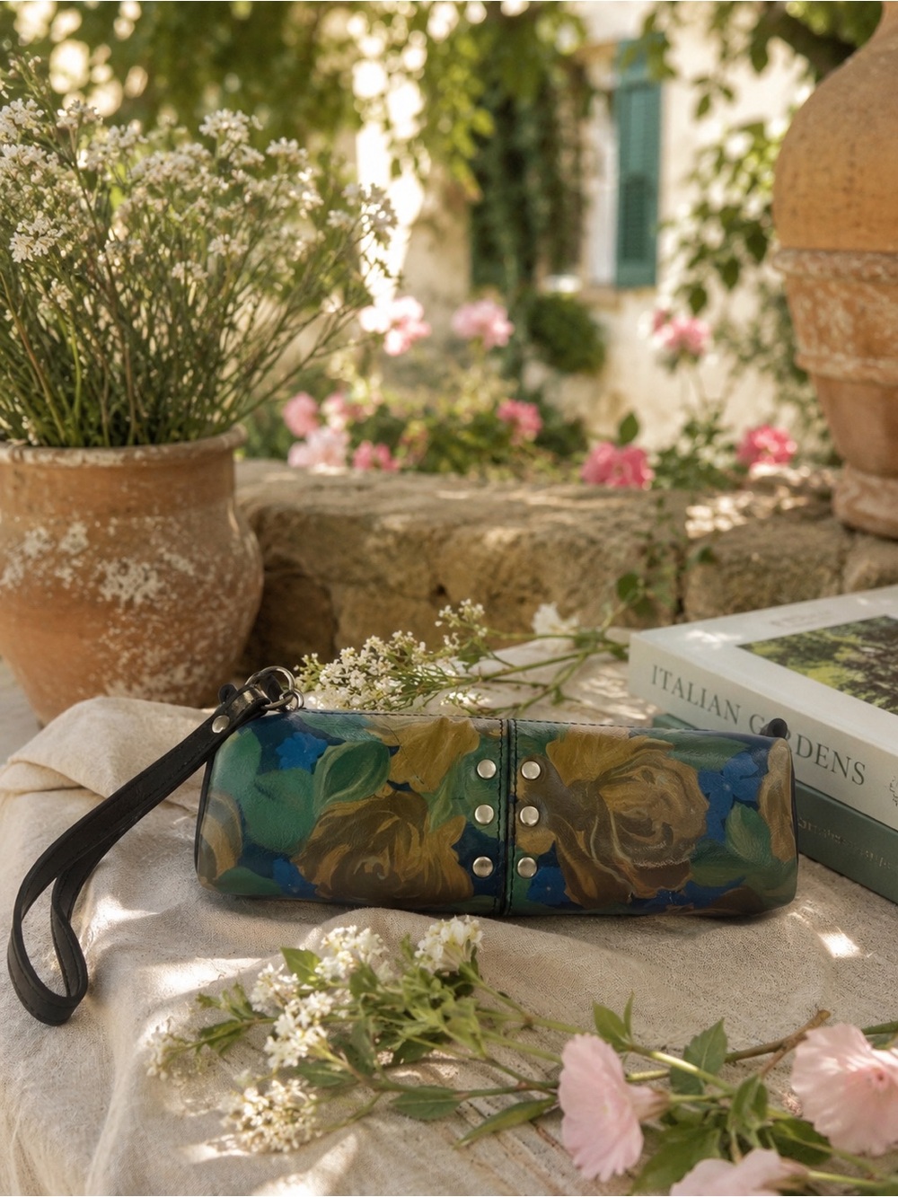 Patricia Nash Isla Wristlet Blue Sky Rose | Vintage Feminine Romantic Academia